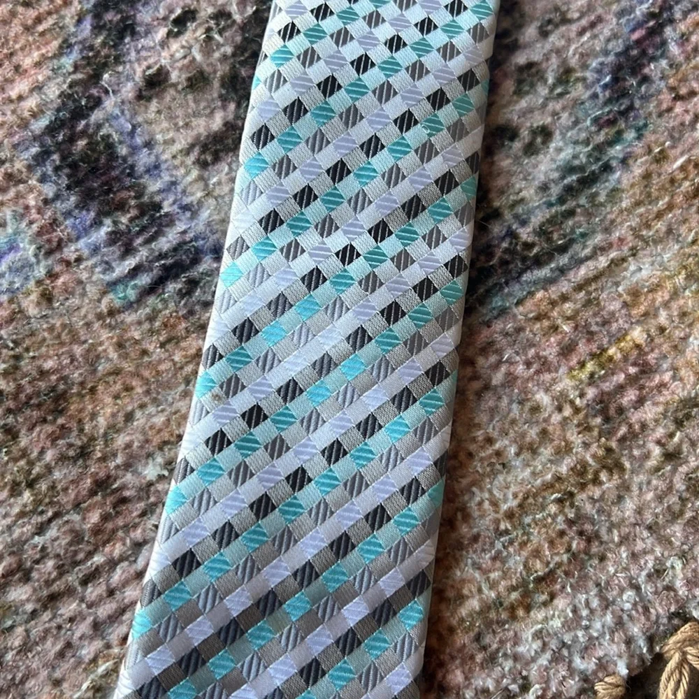 Vintage Kids Awesome Clip-on Tie - Blue, Grey and White